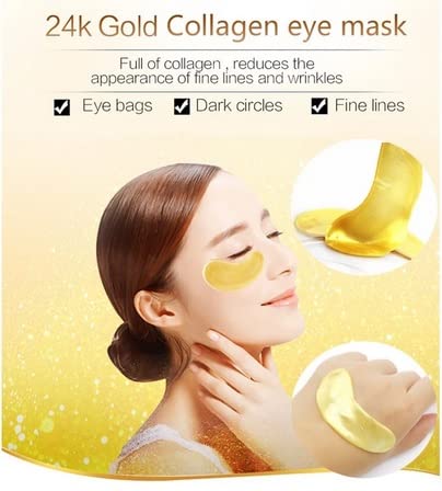 24K Under Eye Treatment Masks, Natural Gel Eye Masks, Under Eye Gel Patches for Dark Circles, Anti Wrinkle, Puffy Eyes, Skincare, Hydrating, Soot
