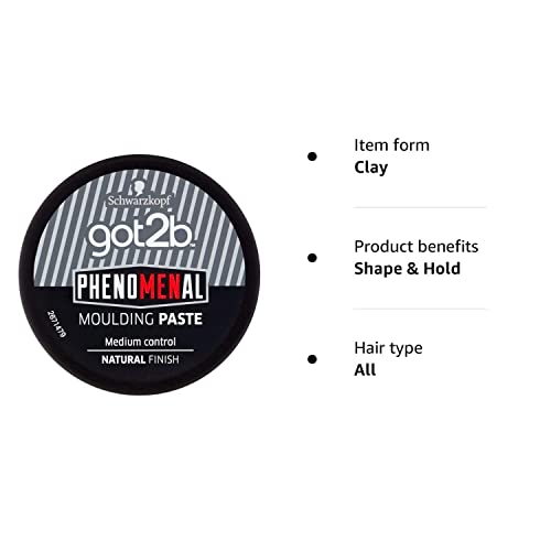 Schwarzkopf got2b PhenoMENal Moulding, Vegan, Medium Hold, No Stickiness, Natural Finish, Silicone Free, Hair Paste, 100ml