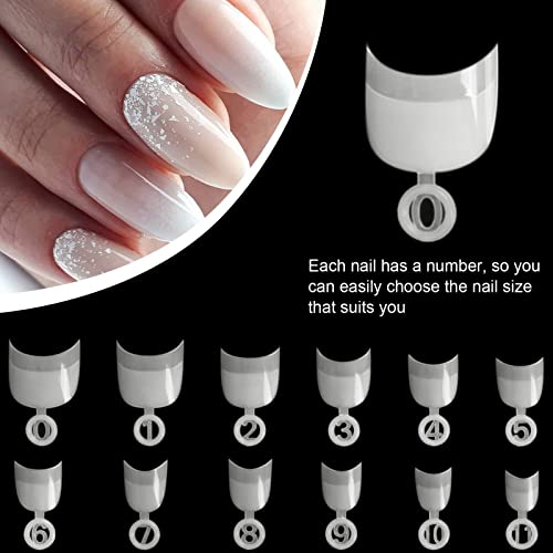 Ranrose Short Nail Tips- 600PCS Oval Half Cover False Tips 12 Sizes Round Acrylic Nails With Box