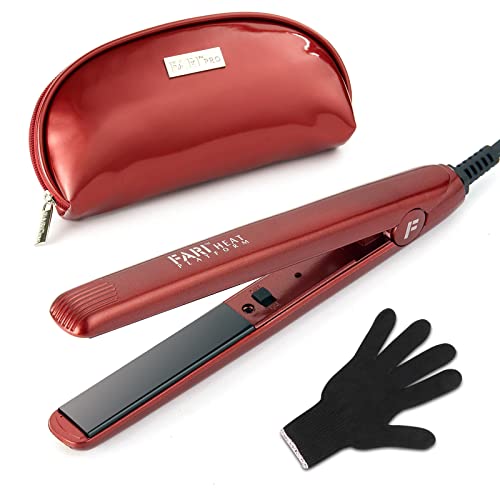 FARI Travel Mini Hair Flat Iron 1/2 Inch Ceramic Tourmaline Hair Straightener with Travel Bag Dual Voltage Travel Iron for Worldwide Use Temp 180