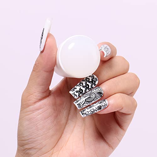 AIMEILI Nail Art Stamping Templates Manicure Tool Kit 5Pcs Nail Stamping Plates, 2 Stamper, 2 Scraper, 1 Latex Peel Off Tape