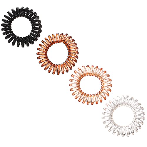Smukdoo Spiral Hair Ties,8 PCS Plastic Hair Coil Bands Telephone Cord Bobbles Hairbands Elastic Spiral Ponytail Holder for Women Girls