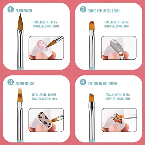 KINGMAS 8Pcs Nail Art Brushes, Nail Gel Polish Painting Brush Drawing Pen, Nail Liner Brush Set for Gel Polish Manicure Salon DIY at Home