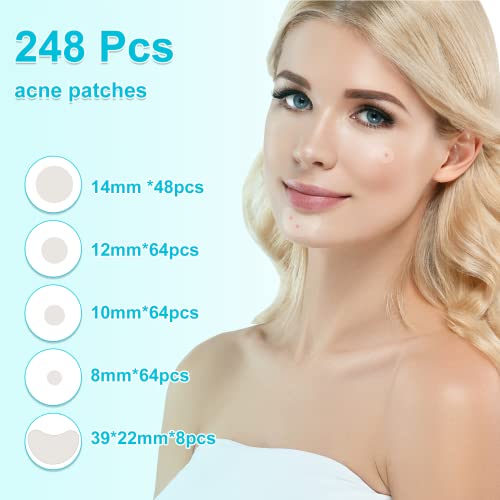 Heyu-Lotus 248 PCS Pimple Patches, Invisible Blemish Hydrocolloid Spot Patches Essential Oil Spot Cover, Acne Stickers Spot Stickers Effective Pi