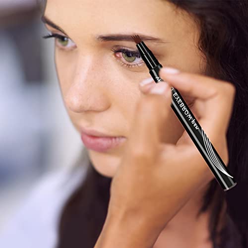 Anjoize Eyebrow Pen, Anjoize 4-Tip Microblade Brow Pen, Waterproof and Smudge-Proof Eyebrow Pen Makeup for Daily Use