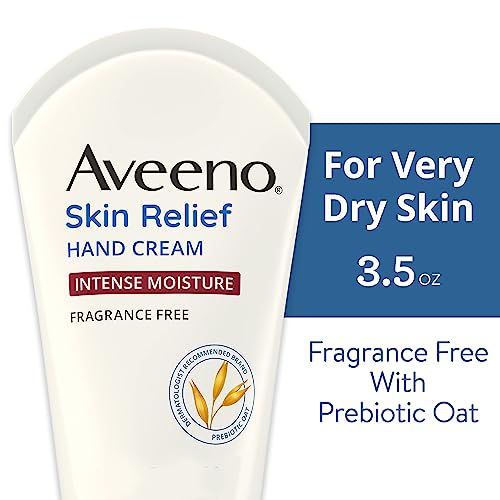 Aveeno Skin Relief Intense Moisture Hand Cream with Soothing Prebiotic Oat for Dry Skin, Sensitive Skin Cream Softens & Smooths Hands & Lasts Thr