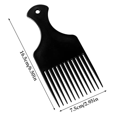 Sularpek 2 Pcs Afro Hair Comb, Black Plastic Afro Hair Comb Hair, Hair Pick Comb, Smooth & Sturdy Wide Tooth Plastic Afro Pick, for Detangling An