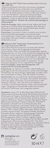 Heliocare 360 Fluid Cream SPF50+ 50ml / Sun Cream For Face/Daily UVA, UVB Visible light and infrared-A Anti-Ageing Sunscreen Protection/Dry and N