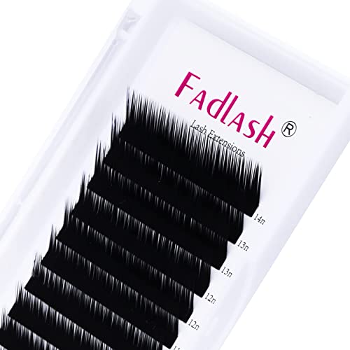 Eyelash Extensions 0.05mm D Curl Mix 8-14mm FADLASH Classic Lash Extensions 1:1 Individual Classic Eyelashes Black Matte Single Lashes Extension