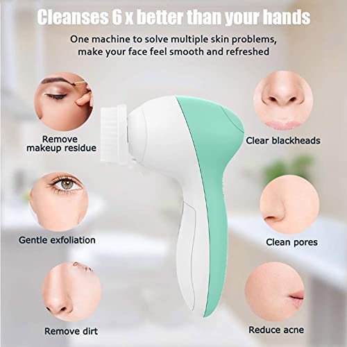 Facial Cleansing Brush Electric Facial Spin Brush Set with 4 Brush Heads for Gentle Exfoliating,Deep Cleansing,Removing Blackhead,Massaging Face