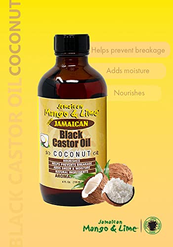 Jamaican Mango & Lime Black Castor Oil Coconut 118ml - Helps prevent breakage. Adds sheen and moisture. NATURAL INGREDIENTS. 100% Natural Oils. N