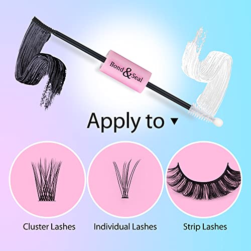 Lash Clusters DIY Eyelash Extension Kit with Bond Seal Tweezers Individual Lashes Kit 10-12-14MM Mixed Length D Curl Wispy 72Pcs Clusters Lashes