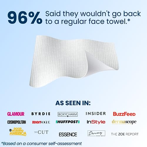 Clean Skin Club Clean Towels, 100% USDA Biobased Dermatologist Approved Face Towel, Disposable Clinically Tested Face Towelette, Facial Washcloth