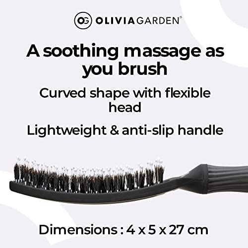 Fingerbrush Combo Medium - Styling Hair Brush for Dry & Detangled Medium Hair - Curved Head Scalp Massage - Boar & Nylon Bristles for Natural Shi
