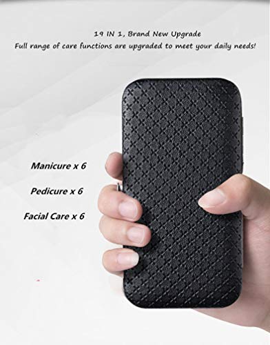 Queta Manicure Set 19 PCS Professional Nail Clippers Kit Pedicure Care Tools-Stainless Steel Grooming Tools With PU Leather Case for Travel & Hom