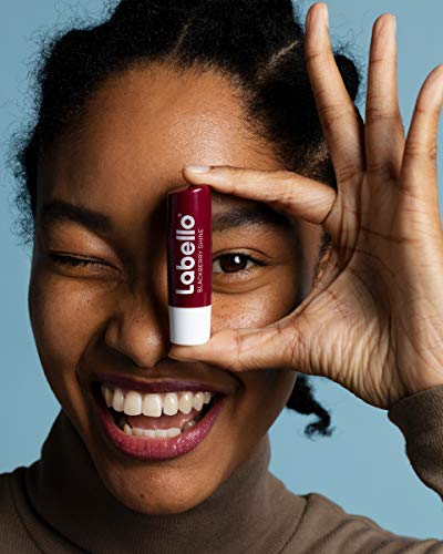 Labello Blackberry Shine Lip Balm with Soft Red Shine and Shimmer Pigments 4.8 g without Mineral Oils