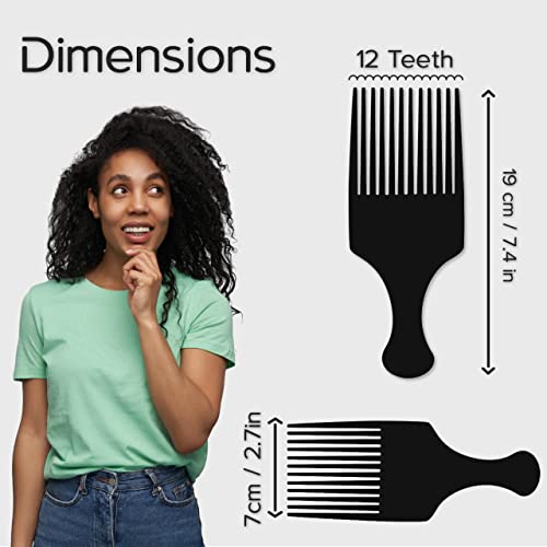 Boorika Afro Comb - Smooth & Sturdy Wide Tooth Plastic Afro Pick, Hair Pick for Detangling & Styling – Afro Comb for Men and Women