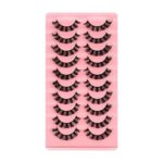 10 Pairs False Eyelashes Russian Strip Lashes Invisible Band Natural Look Fluffy Wispy Faux Mink Lashes, Wispy Fluffy 3D Effect Hybrid Strip Lash