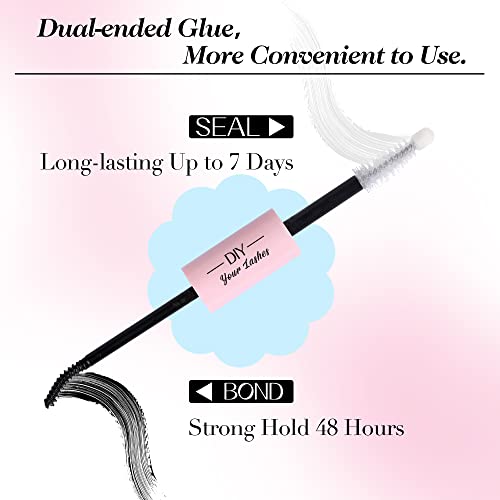 Cluster Lashes Glue Bond and Seal for DIY Lash Extension Strong-hold Long-lasting Waterproof Clump-resistant Eyelashes Glue (5ml×2)