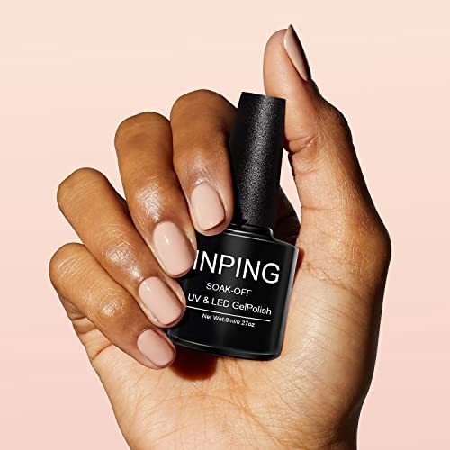 INPING Gel Nail Polish, 6 Colors Nude Gel Polish Bare Apricot Light Beige Natural Skin Dark Brown Popular Collection Soak Off UV/LED Lamp Manicur