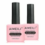 AIMEILI Top and Base Builder Gel Soak Off UV LED Gel Nail Polish 5 in 1 Builder Base Gel No Wipe Top Coat Set 2 x 15ml