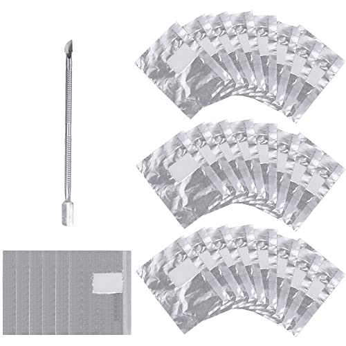 Lictin 200 Pcs Foil Nails Wraps Remover With Cuticle Pusher, Nail Art Soak Off Foil Nail Wraps With Cotton Pad For Acrylic Gel Nail Polish Remova