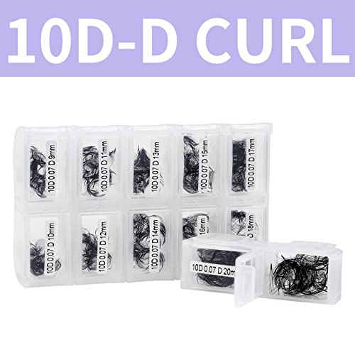 Pre Made Fan Volume Eyelash Extensions 10D 0.07mm D Curl 500 Fans 9-16mm Mixed Tray Premade Fans Loose Volume Lash Extensions Handmade Promade Lo