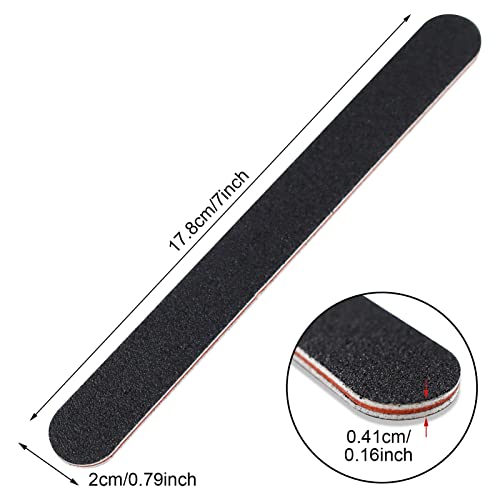 LAMXD 20 PCS Nail Files, Professional Nail Files Double Sided Emery Board, Fingernal Buffing Files Set for Home, 100/180 Grit(Black)