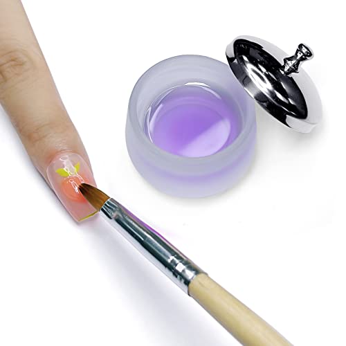 Crystal Glass Nail Art Dappen Dish with Cover Nail Glass Crystal Cup Acrylic Powder Liquid Container Disinfection Cup Frosted Nail Washing Cup Ho