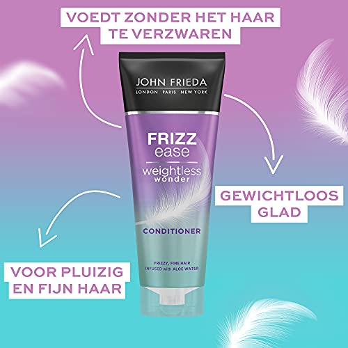 John Frieda Weightless Wonder Conditioner for Frizzy, Fine Hair with Aloe Water 250ml, Lightweight Conditioner for Fine, Frizzy, Dry Hair