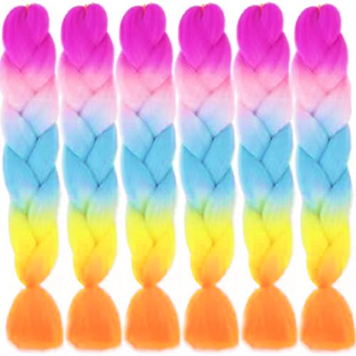 LDMY Hair for Braiding-Jumbo Braids, Long Colorful Ombre Pink Purple Jumbo Braiding Hair Extensions Kanekalon Jumbo Braid Wigs for Women Syntheti
