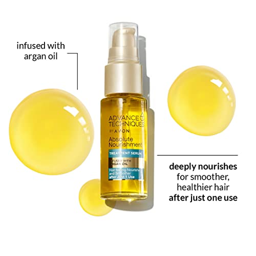 Avon Advance Techniques Absolute Nourishment Argan Hair Serum, Formulated with Argan Oil to Hydrate Dry, Damaged Hair, 30ml