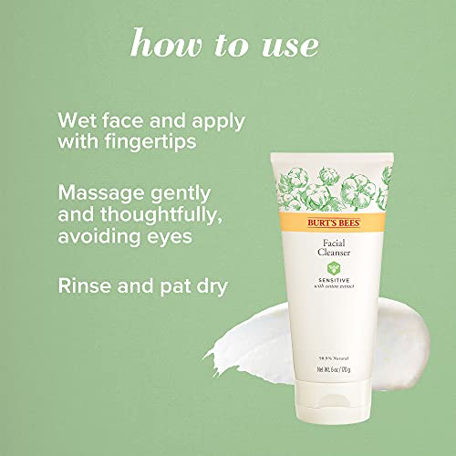 Burt's Bees 99% Natural Sensitive Facial Cleanser with Cotton Extract, 170g