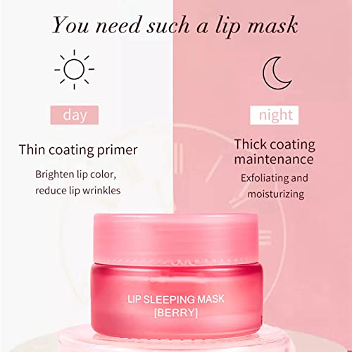Lip Sleeping Mask, Lip Sleep Mask Overnight Lip Skincare Lip Oils, Lip Moisturiser for Dry Chapped Peeling Cracked Lips Fades Lip Lines, Lip Balm
