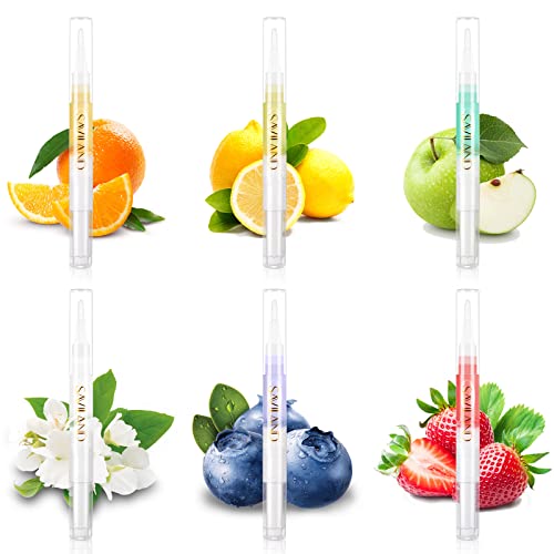Saviland 6Pcs Cuticle Oil Pen - Cuticle Oil for Nail Care, Fruity Natural Ingredients Nail Oil Pen, Nail Strengthener Oil for Nail Smoothing, Nou