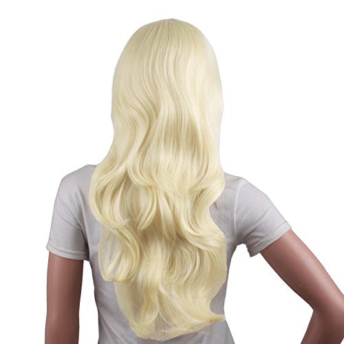 MapofBeauty Charming Synthetic Fiber Long Wavy Hair Wig Women's Party Full Wigs (Light Blonde)