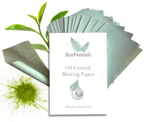 EcoFeminii Green Tea Oil Control Blotting Sheets-100 pcs Natural Papers for Clear, Clean & Matte Skin-Removal of Facial Oil & Sebum (Medium (6cm