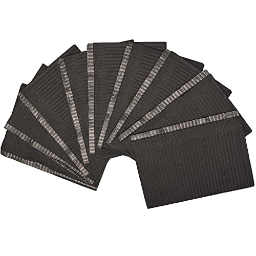 MFUOE 125 Pieces Black Tattoo Table Mats Tattoo Tray Covers Disposable Black Square Pad Scarf Towel for Tattoo (Black)