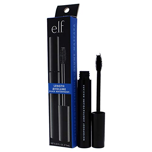 e.l.f. Waterproof Lengthening & Volumizing Mascara, Create Longer & Thicker-Looking Lashes, Black, 0.25 Fl Oz (7.5mL)