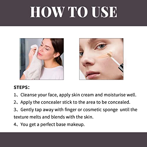 Concealer Full Coverage, Brightener Hydrating Concealer Stick for Under Eye Dark Circles, Wrinkle, Waterproof Longwearing, 1/3 oz