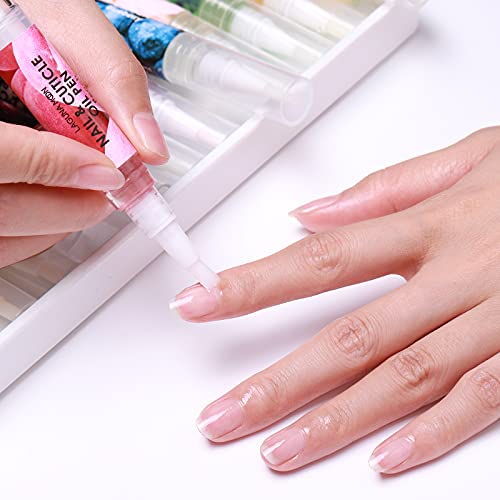 Lagunamoon 10 Pack Cuticle Oil Pens for Nail Care, 5ml Nail Oil Pens with Natural Ingredients to Moisturize and Nourish Dry Nails and Cuticles, C