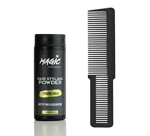 Magic Cosmetics Hair Styling Powder 20gr | Unisex Root Hair Styling Powder | Matt Look | Anti-Gravity Powder Styler & 032 Hair Beard Styling Comb