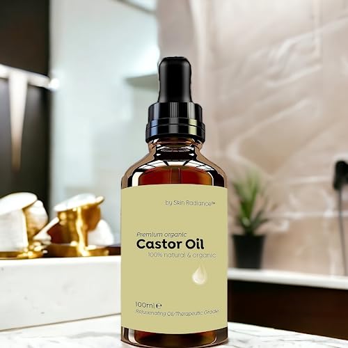 Premium Castor Oil Organic By Skin Radiance® Certified, Hexane Free & Cold Pressed - Vegan & Non GMO - Amazing Results For Hair Growth, Eyelash G