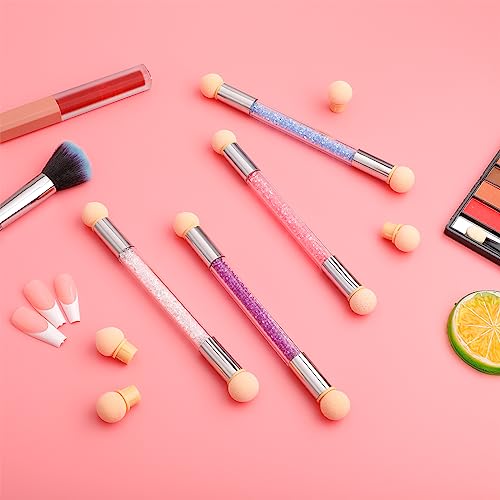 Prasacco 4 Pieces Nail Sponge for Ombre Sponge Nail Brush Gradient Nail Brush Double Head Sponge Nail Art Tool with 16 Pieces Replacement Head Na