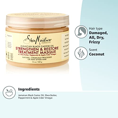 Shea Moisture amaican Black Castor Oil Strengthen Grow and Restore Treatment Masque, 12oz