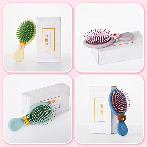 Hair Brush, Detangler Brush for Girls Boys Women Men Kids Wet Dry Hair, Mini Travel Detangling Brush for All Hair Types Glide Through Tangles Wit