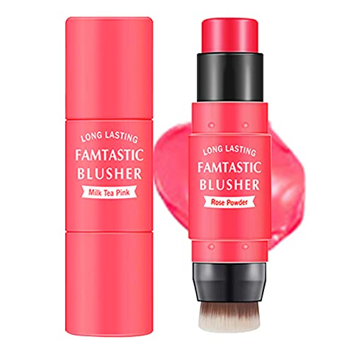 Erinde 3-in-1 Cheek Blush & Lip Tint & Eyeshadow, Creamy Blush Stick for Cheeks & Lips with Brush, Buildable Lightweight Hydrating formula, Easy