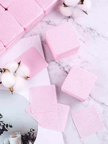 EBANKU 1000 PCS Pink Lint Free Wipes for Nails Nail Lash Glue Wipes, Wipes for Eyelash Extensions Supplies Non-Woven Fabric Eyelash Glue Wipes Pa