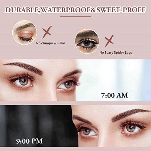 Mascara Black Volume and Length Waterproof 5D Black Mascara,Lengthening False Lash Effect Maskara,4D Silk Fiber Mascara,Long Lash mascara Black,F