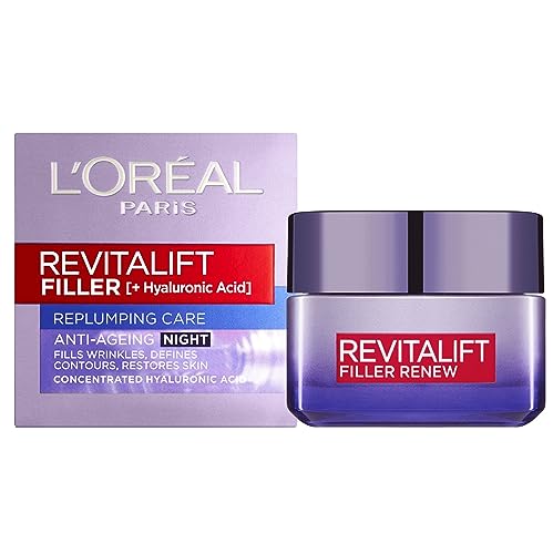 L'Oreal Revitalift Filler Hyaluronic Acid Anti-Ageing Night Cream, 50 ml (Pack of 1)